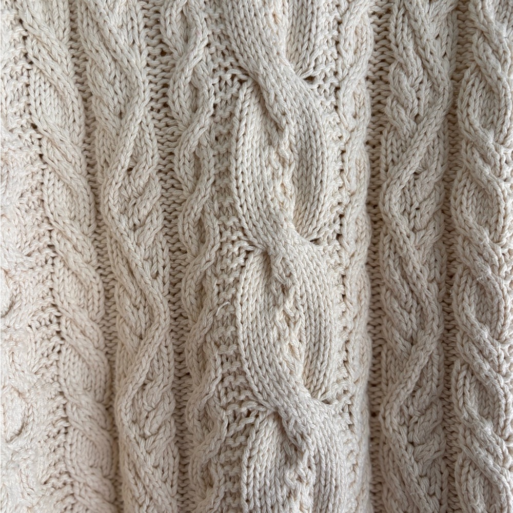 Eddie Bauer Beige 100% Cotton Cable Knit Sweater Women’s Size Medium - Picture 3 of 10